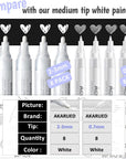White Paint Pen Acrylic Marker: 8 Pack 0.7Mm White Paint Marker for Black Paper, Metal, Wood, Plastic, Ceramic, Metallic, Rock Painting, Drawing, Extra Fine Point, Ideal for Artist & Students