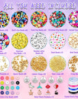 Clay Beads Bracelet Making Kit,Flat round 6Mm Clay Beads for Jewelry Making with Pendant Charms Kit,Art Crafts Gift Sets for Girls Ages 3 4 5 6 7 8 9 10 11 12