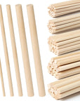 100 Pieces Wooden Dowel Rods Assorted Sizes Wooden Dowels 1/8, 3/16, 1/4, 5/16, 3/8 X 6 Inch Wood Craft Dowel Rods for Crafts and DIY
