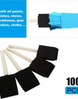 100 Pack 2 Inch Foam Brush Sponge Wood Handle Paint Brush Foam Sponge Brush for Acrylics, Stains, Varnishes, Crafts
