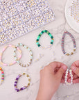 1820Pcs Letter Beads for Bracelets, 28 Styles Alphabet Beads Colorful Heart Beads for Bracelets and Jewelry Making (4X7Mm, White & Gold)