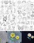 59Pcs Water Soluble Stabilizer for Embroidery,Stick and Stitch Embroidery Paper,Embroidery Patterns,Embroidery Transfer Paper,Embroidery Patterns Transfers Embroidery Designs for Embroidery Lover