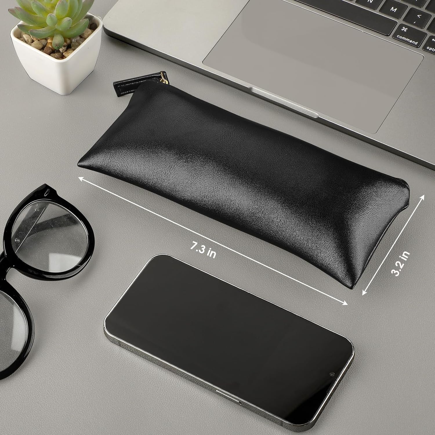 Pencil Case Pencil Pouch Black Pencil Bag PU Leather Pen Case Small Zipper Pouch for Pencils, Pens, Markers, Makeups, Change, Coins