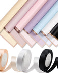Flower Wrapping Paper 70 Sheets Flower Bouquet Wrapping Paper Waterproof Floral Paper for Bouquets 7 Colors 22.8X22.8 Inch Floral Wrapping Paper with 3 Rolls 216 Ft Satin Ribbons