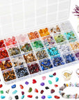Crystal Beads for Ring Making, 28 Colors Chips and Gemstone Beads, Ring Making Kit with Plastic Box for Jewelry, Bracelets, Earring Making Supplies