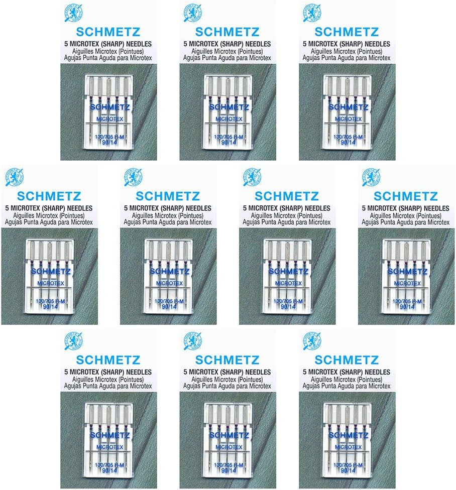 Microtex Sharp Sewing Machine Needles - Quilting & Topstitching Supplies, Size 90/14, 5-Needle Card, Pack of 5