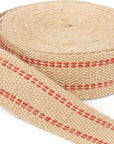 10 Yards Width 2" Roll Natural Burlap Red Line Jute Webbing Ribbon Upholstery Chair Webbing Tape for Outdoor DIY Gear Repai (Red Stripes)