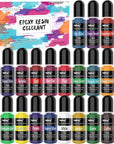 Epoxy Resin Pigment - 24 Colors Liquid Translucent Epoxy Resin Colorant, Highly Concentrated Dye for DIY Jewelry Making, Paint, Craft - 6Ml Each, with 6 Colors Resin Glitter