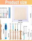 35 Pcs Punch Needle Kit, Punch Needle Tool Adjustable Punch Needle Embroidery Kits Include Wooden Handle Embroidery Pen Set, Big Eye Needles, Punch Needle Cloth - Stocking Stuffers for Adults Beginne