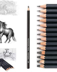 Drawing Sketch Pencil Set 14Pcs Sketching Pencils 12B 10B 8B 7B 6B 5B 4B 3B 2B B HB 2H 4H 6H Graphite Pencils for Kid Adults Artists Student Beginners Professional