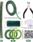 Floral Tape and Floral Wire Floral Arrangement Kit,Green Floral Tape and Boutonniere Pin White Ribbon Wire Cutter 22 Guage Floral Stem Wire for Wreath Making Supplies