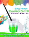12 Packs No Spill Paint Cups with Lids for Kids Reusable Spill Proof Paint Cups for Classroom Arts Crafts Supplies