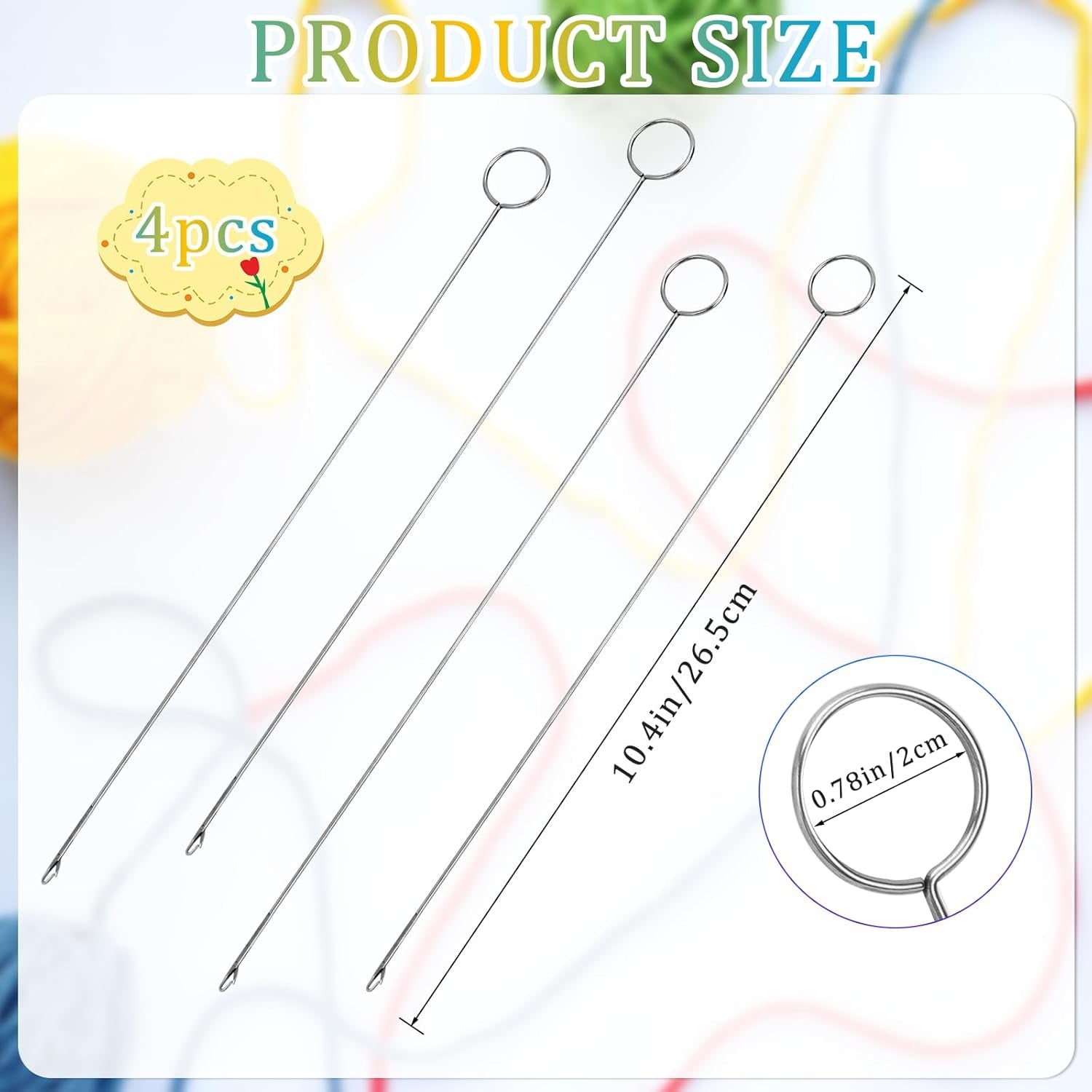 Loop Turner Sewing Tool, 4 Pieces Sewing Loop Turner Hook, Needle Hook, Crochet Sewing Supplies,Sewing Concepts, Tongue Crochet Tools,Needle Hooks with Latch for Fabric Tube Strips DIY(10.4 Inch)