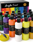 14 Colors Large Bulk Acrylic Paint Set (16.9 Oz,500 Ml) Rich Art Painting Supplies, Non Toxic for Multi Surface Canvas Wood Leather Fabric Stone Craft, for Kid & Adult with Color Wheel