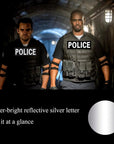 Police Patch 2 Pack Reflective Police Patch Hook and Loop Durable Fabric Police Patch with Reflective Printed Letters for Officer Guard Custom Uniforms Vest, Jacket, Carrier, 1 Small and 1 Large