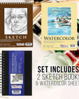 102-Piece Deluxe Wooden Art Supply Set - 24 Watercolors, 17 Brushes, 24 Colored Pencils, Sketch Pads