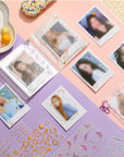 18 Sheets Scrapbook Kpop Stickers Adhesive Decor Shinny Korean Stickers for Photocards Butterfly Star Moon Waterproof Cute Stickers for Scrapbooking Planner Diary Decoration (Gold, Silver, Heart)
