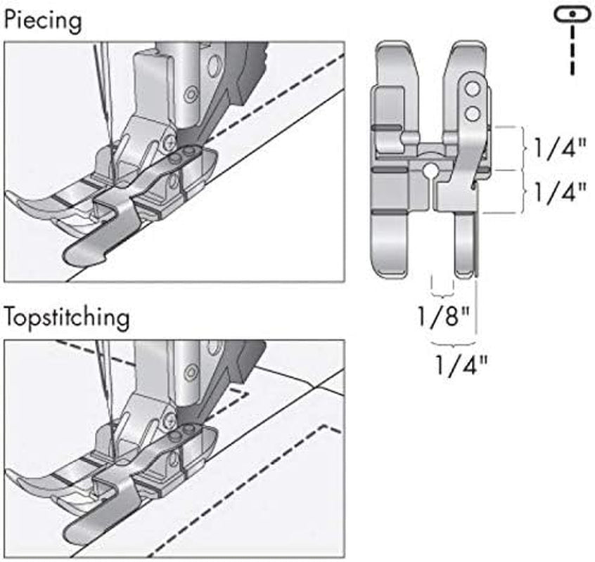 Pack of Stitch in Ditch Foot and 1/4''(Quarter Inch) Quilting Patchwork Sewing Machine Presser Foot with Edge Guide for All Low Shank Snap-On Singer, Brother, Babylock, Euro-Pro, Janome