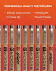 Pigma Micron Fineliner Pens - Archival Black and Gray Ink Pens - Pens for Writing, Drawing, or Journaling - Assorted Point Sizes - 1 Count Pack of 10