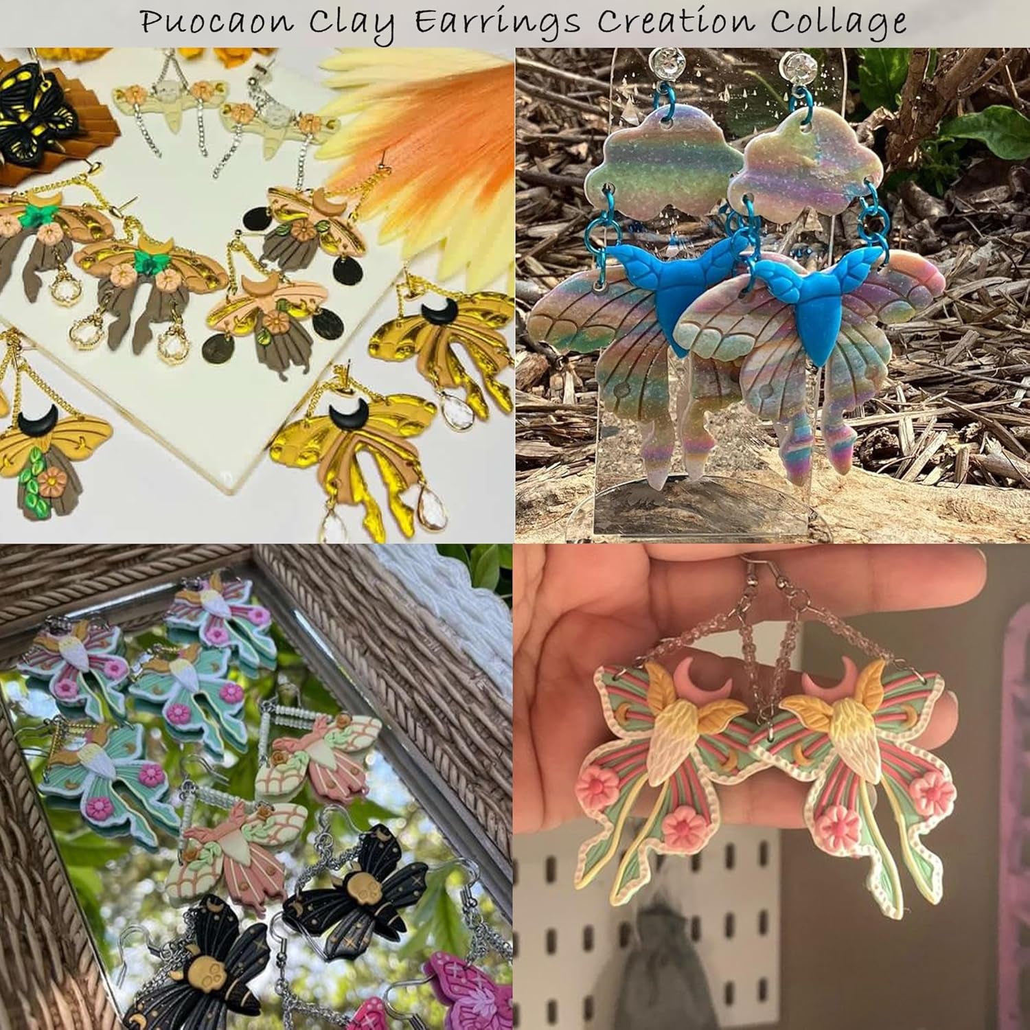 Luna Moth Polymer Clay Cutters - 16 Shapes Clay Cutters for Earrings, Moth Shapes Clay Cutters for Polymer Clay Jewelry Making, Mystical Drop Dangle Earrings Clay Earring Cutters