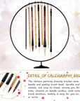 12 Pieces Chinese Calligraphy Brushes Painting Writing Brushes Watercolor Brushes Set Kanji Japanese Sumi Painting Drawing Brushes Kanji Art Brushes with Roll-Up Brush Holder