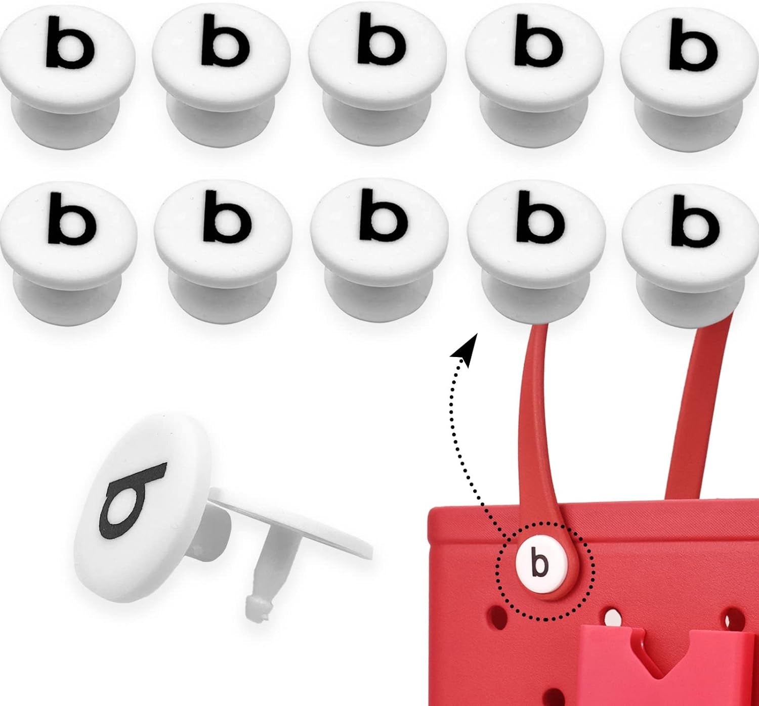 Replacement Rivets for Boggg Bag - 5/10 Sets of White Replacement Buttons for Beach Bag Handles, Compatible with Beach Tote Bag Straps, Standard and Oversized XL Rubber Pool Bag Repair Rivets(5 Sets)