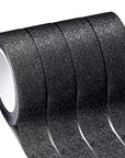 4 Rolls 0.6 Inch X 11 Yards Glitter Washi Tape Crafting Tape Glitter Masking Tape for Festival Decoration Scrapbooking, Planner, Gift Wrapping (Black)