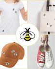 60 Pieces Bee Embroidered Patches Bee Shape Patches Iron on Cute Applique Patches for Bags, Jackets, Jeans, Hats, Clothes DIY Decoration Patches