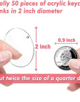 Acrylic Keychain Blanks, 50Pcs Clear Keychains for Vinyl, Transparent Circle Discs Blanks Bulk DIY Keychain, Crafting and Vinyl Projects