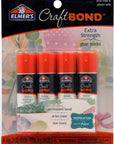 E4020 Craftbond Repositionable Glue Sticks, 4 Sticks per Pack, 6 Grams per Stick, Clear