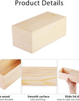 3 Pack Unfinished Wooden Box with Slide Lid, Blank Pine Wood Box Case Container Wood Jewelry Box for Storage, Arts, Crafts, Hobbies, Sewing, Keepsakes, Jewelry