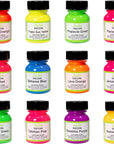 Neon Leather Paint 1Oz 12 Color Set Kit for Sneakers, Shoes Boots, Jackets, Shirts, Cups, & More- Made in USA