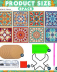 8 Pcs Diamond Coasters Diamond Painting Coasters DIY Mandala Coasters with Holder Square Boho Paisley Diamond Art Coasters 5D Diamond Painting Kits for Beginners Adults Kids Craft