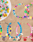 Clay Beads Bracelet Making Kit,Flat round 6Mm Clay Beads for Jewelry Making with Pendant Charms Kit,Art Crafts Gift Sets for Girls Ages 3 4 5 6 7 8 9 10 11 12