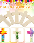 100 Pack Blank Wooden Cross Unfinished Cross Shaped Wood Cutouts for Crafts Wood Cross for DIY Projects Sunday School Church Home Decoration Ornaments, 11 X 7 Cm/ 4.3 X 2.8 Inches