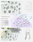 400 PCS Wholesale Bulk Lots Jewelry Making Charms Mixed Smooth Tibetan Silver Alloy Charms Pendants DIY for Bracelet Necklace Jewelry Making and Crafting