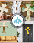 24 Pcs Unfinished Wooden Crosses for Crafts 8.9 X 6.5 Inch Large Blank Wooden Cross with String DIY Christmas Religious Craft Hanging Crosses Ornaments Wood Cross Bulk Projects Home Wall Decor