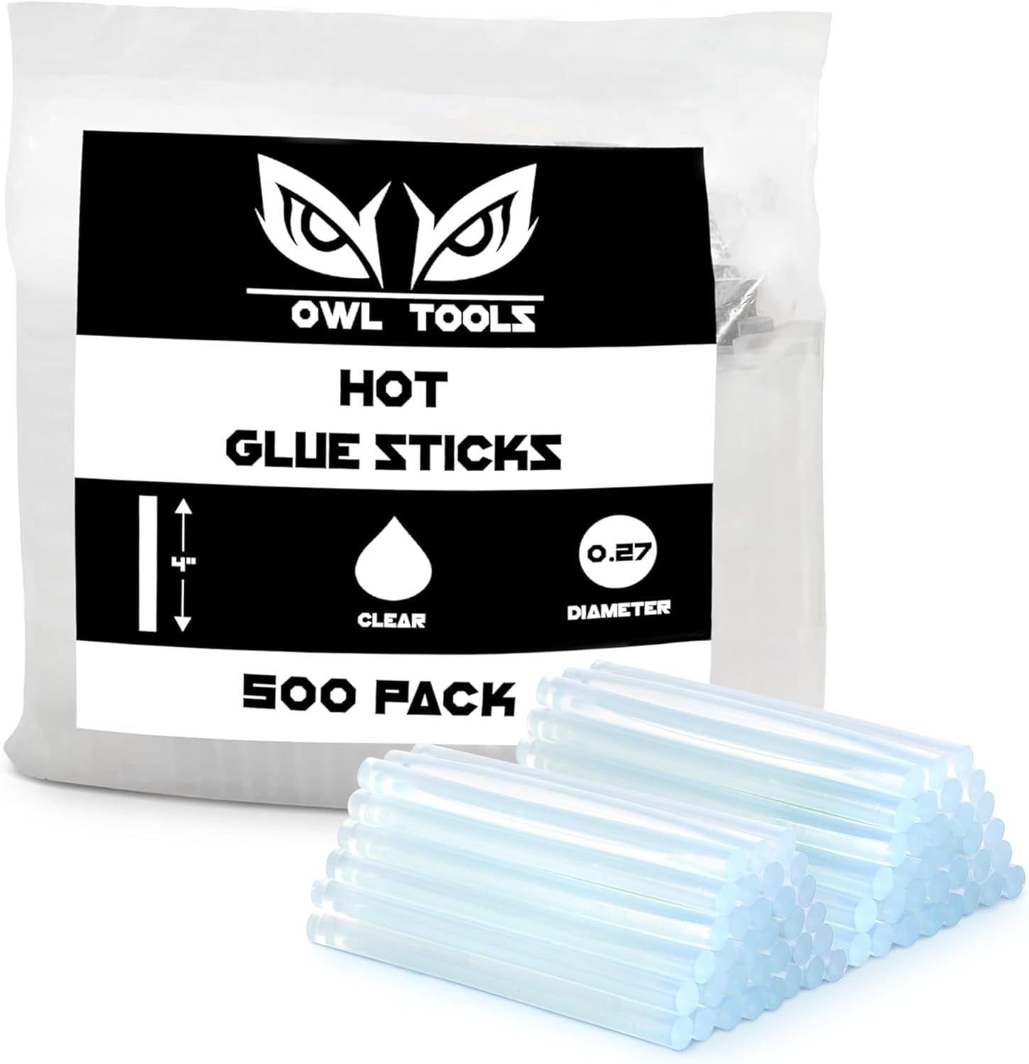 Mini Hot Glue Sticks (Bulk 500 Value Pack) 4 Inch Length - Drys Crystal Clear - Fits All Small Mini Size Glue Guns 0.27 Diameter