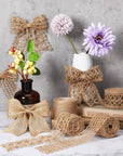 4 Rolls Burlap Ribbon Natural Jute Burlap Lace Ribbon Mesh Burlap Ribbon Weeding Ribbon Trim Craft Wrapping Ribbon for Holiday Party DIY Handmade Artist Home Decor Packaging