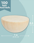 100 Pack Half Wooden Spheres for Crafts, 1-Inch Split Wood Balls for Home Decor, Gnome Noses