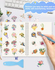 Reusable Sticker Book Collecting Album A5 Size 80 Sheets Sticker Collection Storage Book for Adults Release Paper Sticker Saver Holder Book with Tools (Purple)