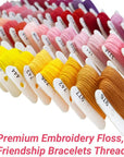 Embroidery Floss,52 Rainbow Colors Hand Embroidery Thread on Bobbins,Friendship Bracelet String,Cross Stitch Supplies,Threads for Bracelets Making,Craft Strings Kit,Beginners Yarn Kits