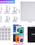 Chess Molds for Resin Casting, Upgraded Resin Chess Set Mold with 16 Piece 3D Full Size Chess Checkers & Chess Board Epoxy Silicone Resin Molds, DIY Chess Board Game, Christmas Gifts