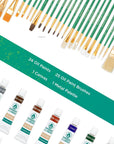 XXL Oil Paint Set - 24 Paints, 25 Brushes, 1 Canvas, and Art Palette - Oil Painting Supplies for Kids and Adults, Paint Supplies