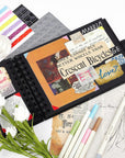 8.5 X 5.9 Inch Scrapbook Photo Album with DIY Accessories Kit - 60 Pages Black Kraft Paper DIY Handmade Album Scrapbook for Anniversary Wedding Graduation Travel Love Memory Small Scrapbook