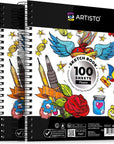 9X12" Premium Sketch Book Set, Spiral Bound, 100 Sheets (100G/M2), Acid-Free Drawing Paper, Ideal for Kids, Teens & Adults (Set of 1)