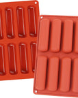 Twinkie Cake Pan Silicone Eclair Mold, 2-Pack Finger Shaped Molds Cylinder Silicone Trays for Baking, Soap, Resin, Chocolate Bar
