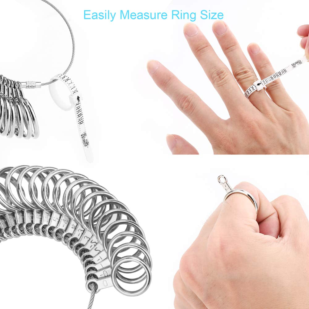 Ring Sizer Measuring Tool, 27 PCS Premium Ring Measurement Tool, US Ring Size 0-13 with Half Size, 1 PCS Finger Ring Sizing Measure Gauge, by