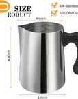 Candle Making Pouring Pot, 1500 ML/50 OZ Candle Pouring Pitcher, 304 Stainless Steel Candle Making Pitcher with Heat-Resistant Handle and Dripless Pouring Spout Design