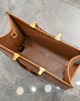 2024 Luxe Fendi-Inspired Tote - Medium & Large Capacity Vintage Real Leather Shoulder Bag with Golden Details for Women